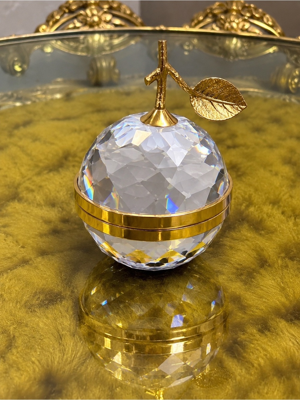 Rare Vintage Swarovski Large Crystal Apple Photo Holder